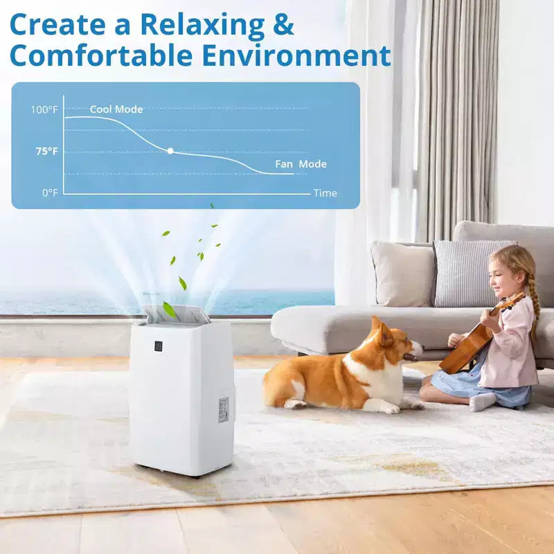 Portable Air Conditioners, 14000 BTU Portable AC, Cools up to 750 Sq. Ft 3-in-1 Mobile AC for Room with Dehumidifier Fan Sleep Mode, 24H Timer