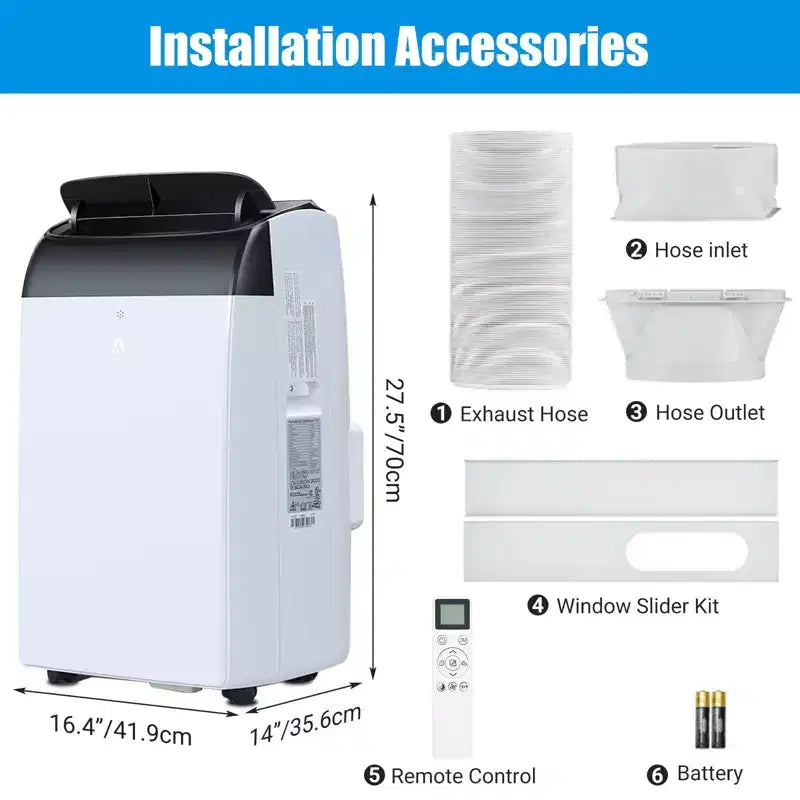 14000 BTU Portable Air Conditioner Cools up to 750 Sq.Ft, 3-in-1 Quiet Portable AC Unit with Remote Control & Installation Kits