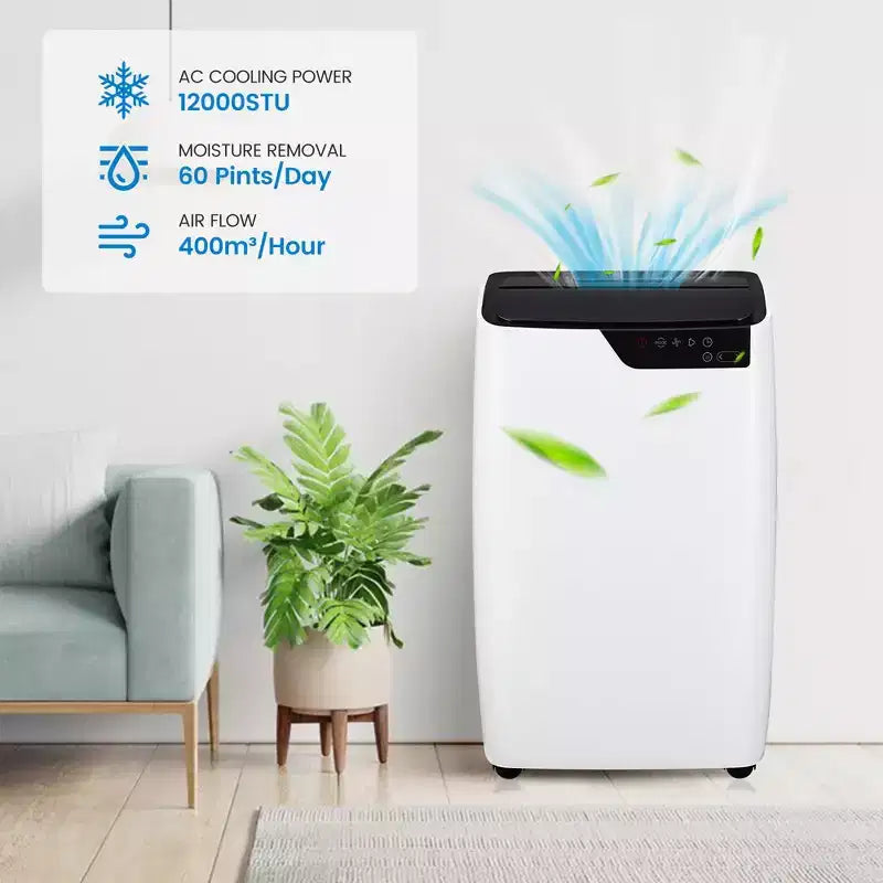 12,000 BTU Portable Air Conditioners Cool Up to 550 Sq. Ft, 3 Modes Portable AC Cooling Unit Dehumidifier Fan Function with Remote