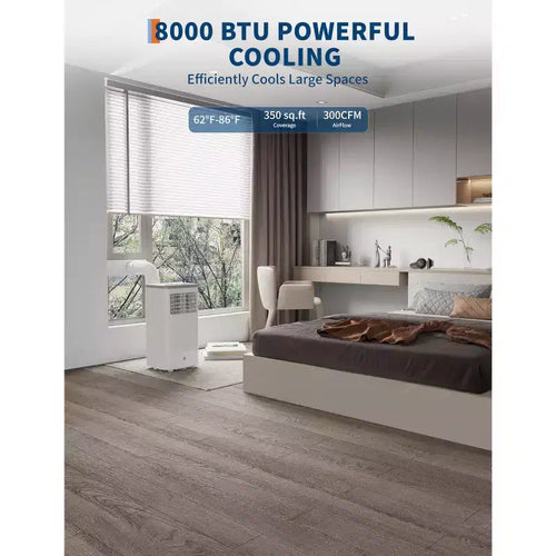 8,000 BTU Portable Air Conditioner,Portable AC Unit for Bedroom up to 350 Sq. Ft, Cooling, Dehumidifier, Floor Standing Air Conditioner, 24H Timer