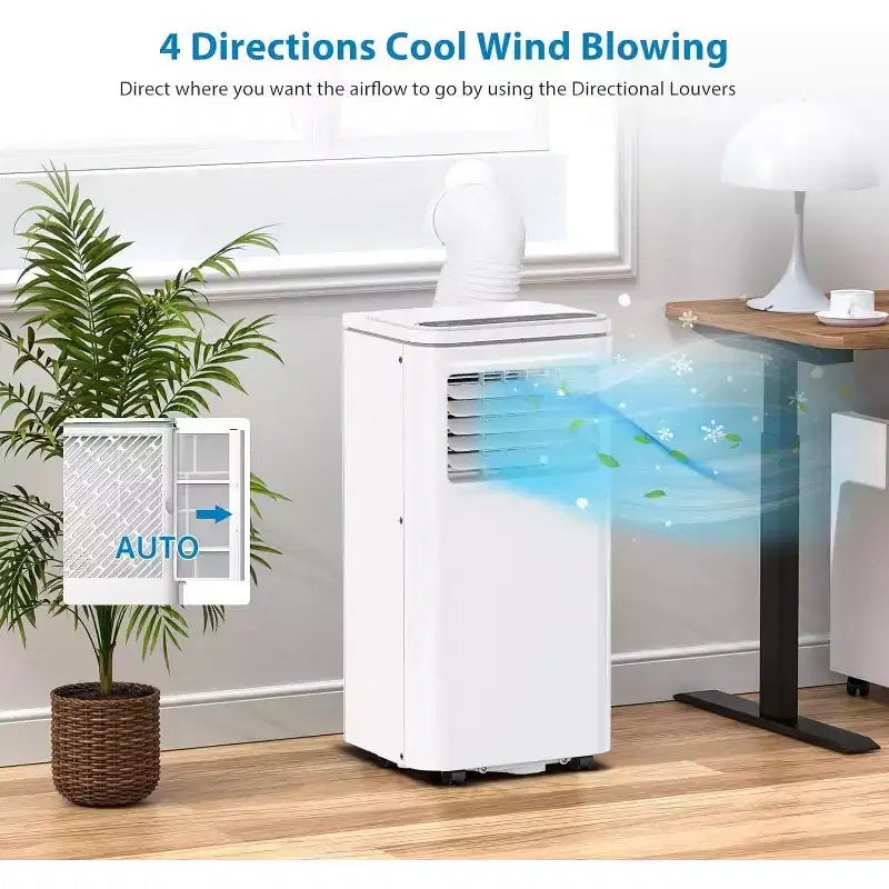 8,000 BTUs Portable Air Conditioner with Cooling, Dehumidifier, Fan 3-In-1, LED Display, 24-HTimer, DOE SACC 5000BTU High Efficiency Cooling