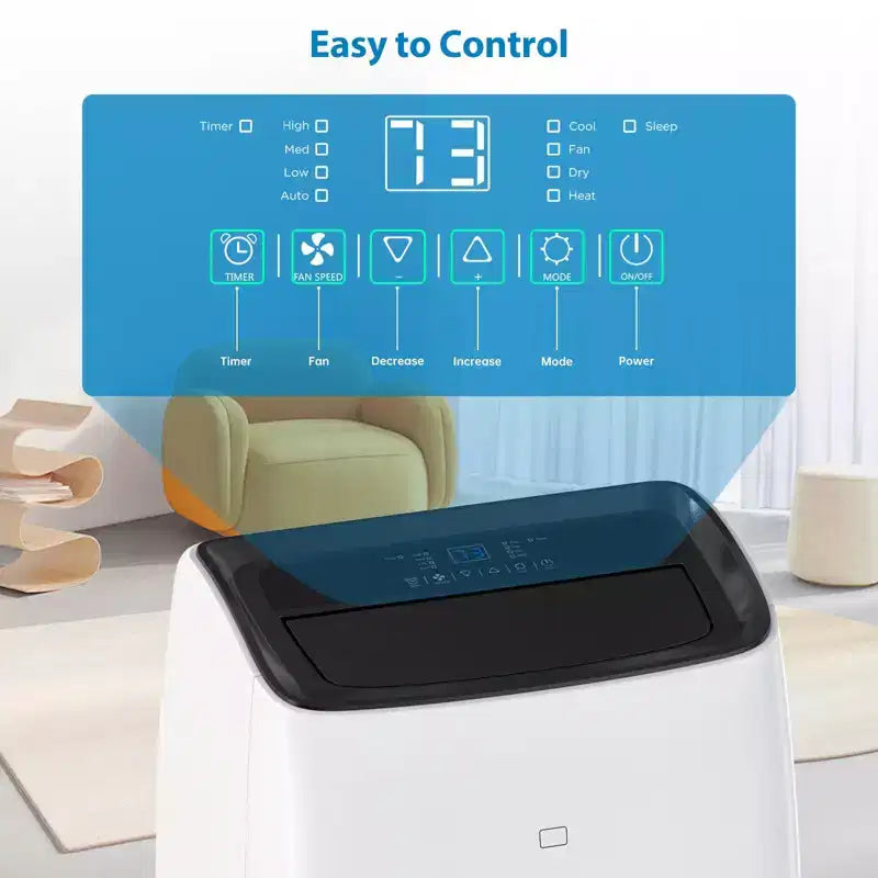 14000 BTUs Inverter Portable Air Conditioner and Heater, Portable AC Unit for Rooms Up to 750 Sq. Ft, with Remote Control Energy-Saving 13.6