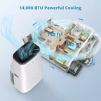 14,000 BTU Portable AC - 3-in-1 Fast Cooling for 700 Sq.Ft, Dual Motor with Dehumidifier & Remote, Ideal for Large Rooms & Campers, Black