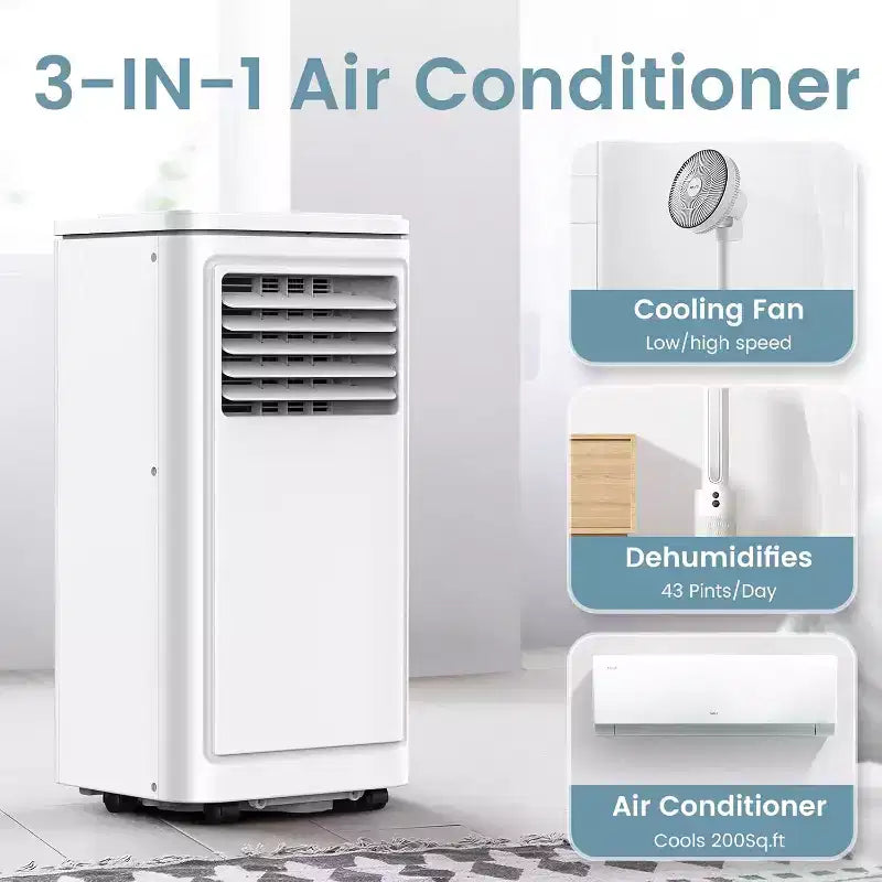ZAFRO Portable Air Conditioner, Air Conditioner with Cooling, Fan, Dehumidifier, Sleep Mode, 55 db, Cooling up to 450 Sq. Ft