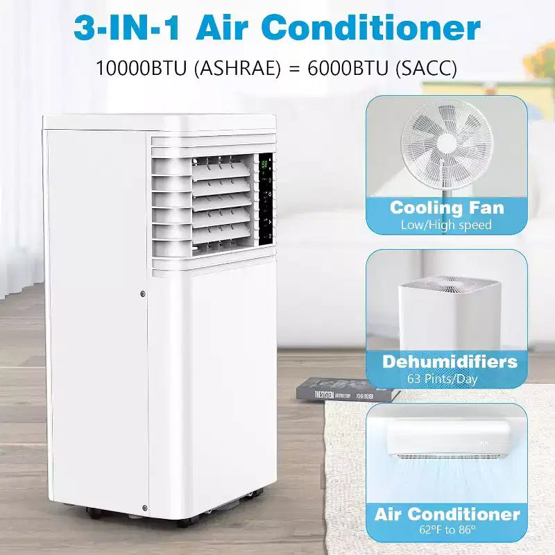 ZAFRO Portable Air Conditioners, 4 Modes Portable AC with Remote Control/LED Display/24Hrs Timer