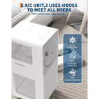 14,000 BTU Drainage-free Portable Air Conditioner for Indoor Rooms, 3-In-1 AC Unit for Bedroom 225-300 Sq.Ft, Dehumidifier, Fan, Sleep Mode, 24 Timer
