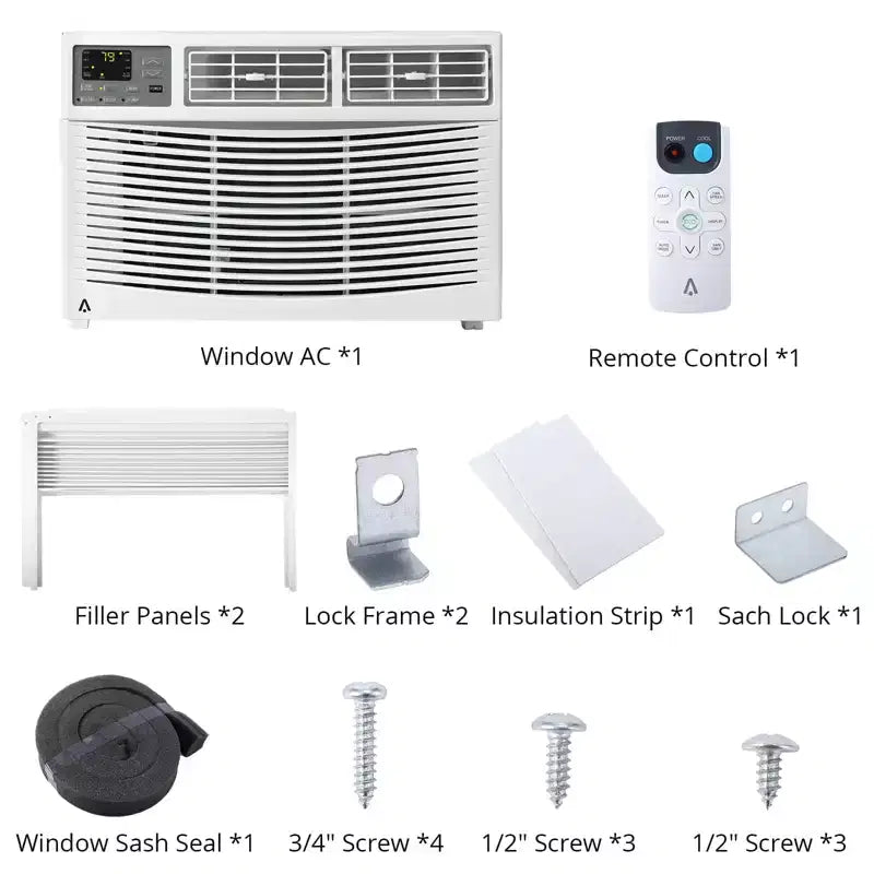 8000 BTU Smart Window AC - WiFi Enabled Air Conditioner for 350 Sq.Ft Rooms, 11 EER Quiet 51dB Cooling w/App Control, Digital Display & Remote