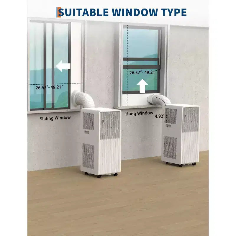 12,000 BTU Portable Air Conditioner 3-in-1 Drainage-Free AC for Bedrooms (190-250 Sq.Ft), Dehumidifier, Fan, Sleep Mode, 24-Hour Timer