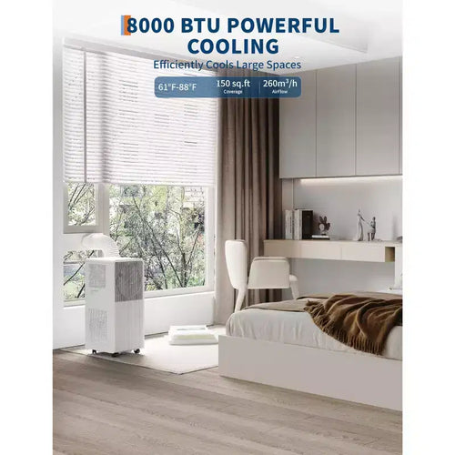 8,000 BTU Portable Air Conditioners, Quiet Air Conditioner Up to 750 Sq.Ft, 3-In-1 AC Unit with Cool, Fan, Dehumidifier, 24H Timer