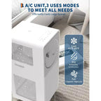8,000 BTU Portable Air Conditioners, Quiet Air Conditioner Up to 750 Sq.Ft, 3-In-1 AC Unit with Cool, Fan, Dehumidifier, 24H Timer