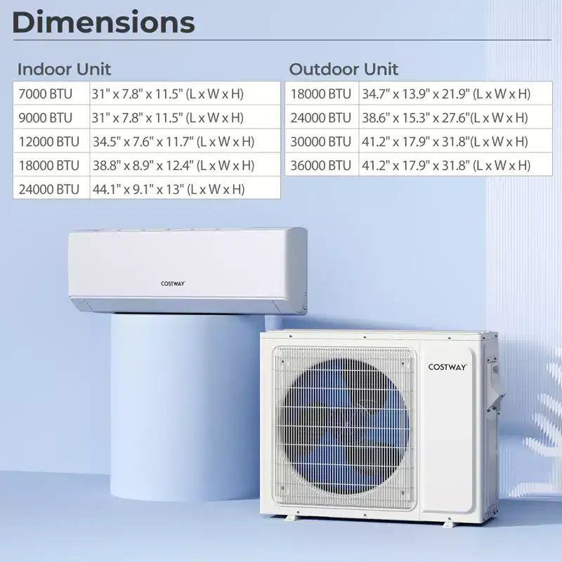Costway 18k BTU 2 Zone Mini Split Air Conditioner 22 SEER2 208-230V Wifi Enabled