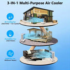 3500CFM Evaporative Air Cooler, Swamp Cooler with Remote Control and 12H Timer, 4 Ice Packs, 3 Modes & Wind Speeds for Outdoor Indoor Use, 13.2 Gallon