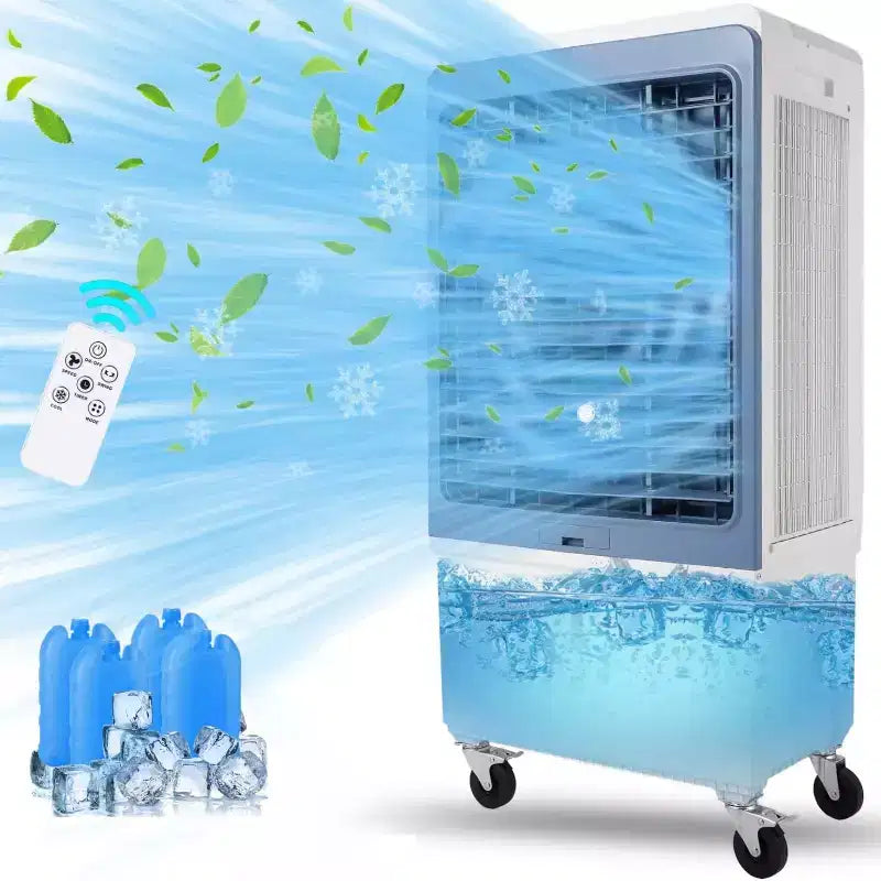 3500CFM Evaporative Air Cooler, Swamp Cooler with Remote Control and 12H Timer, 4 Ice Packs, 3 Modes & Wind Speeds for Outdoor Indoor Use, 13.2 Gallon