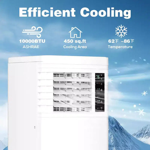 8000 BTU Portable AC with Remote  3-in-1 Unit for Room, Bedroom, Garage, RV  Includes Timer, Display & Window Kit  White