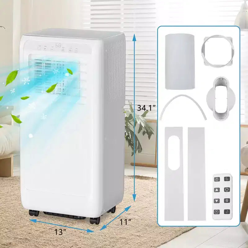 8,000 BTU Portable Air Conditioner for Room up to 350 Sq. Ft., Portable AC Unit with Remote Control, Sleep Mode, Window Kit Included