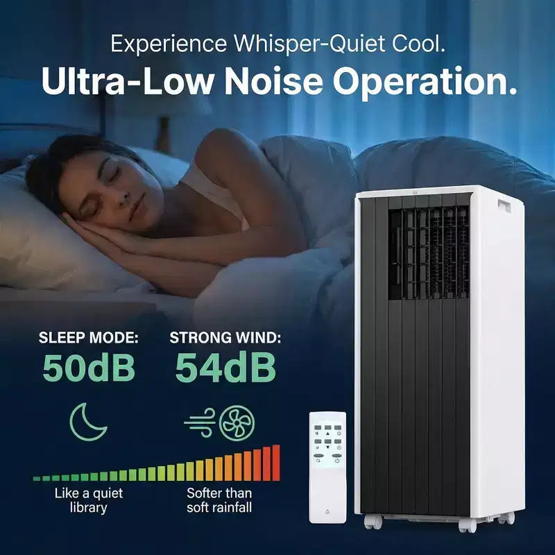 Portable Air Conditioner 8,000 BTU, Cools Rooms Up to 350 Sq. Ft, Dehumidifier, Fan, Sleep Mode, Remote Control, Quiet AC Unit with Window Mount Kit