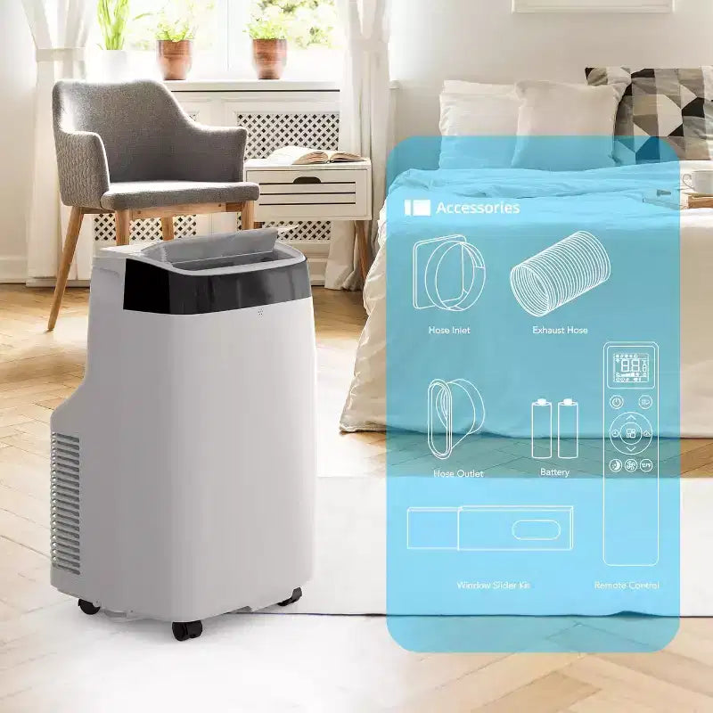 Acekool 10000 BTU Portable Air Conditioner, 3-in-1 AC with Fan & Dehumidifier, Remote, 3 Speeds, 24H Timer, Cools Rooms Up to 450 Sq.Ft, Easy Install