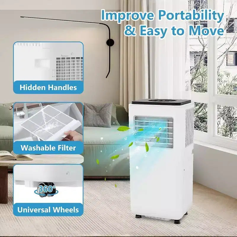 Acekool 14000 BTU Portable Air Conditioner, 3-in-1 Quiet AC with Dehumidifier & Fan, Remote, Timer, Cools Up to 750 Sq.Ft, Easy Install, Mobility