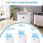 Acekool 14000 BTU Portable Air Conditioner, 3-in-1 Quiet AC with Dehumidifier & Fan, Remote, Timer, Cools Up to 750 Sq.Ft, Easy Install, Mobility