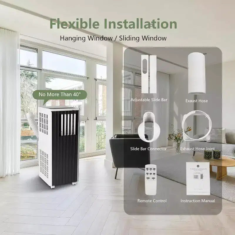 Acekool 8000 BTU Portable Air Conditioner, Quiet 3-in-1 AC with Remote, Cools Up to 350 Sq.Ft, Dehumidifier, Fan, 24H Timer