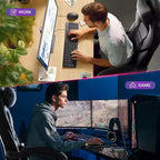 360 Swivel Height Adjustable Gaming Chair with Retractable Footrest & Ergonomic Lumbar High Back PU Leather Computer Chair with Headrest for Office