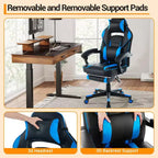 360 Swivel Height Adjustable Gaming Chair with Retractable Footrest & Ergonomic Lumbar High Back PU Leather Computer Chair with Headrest for Office