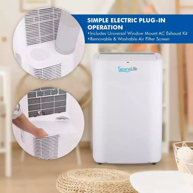 SereneLife 14,000 BTU Portable Air Conditioner with Dehumidifier & Fan - Built-in WiFi, 500 Sq Ft Coverage, Remote & Window Kit - SLPAC14.5