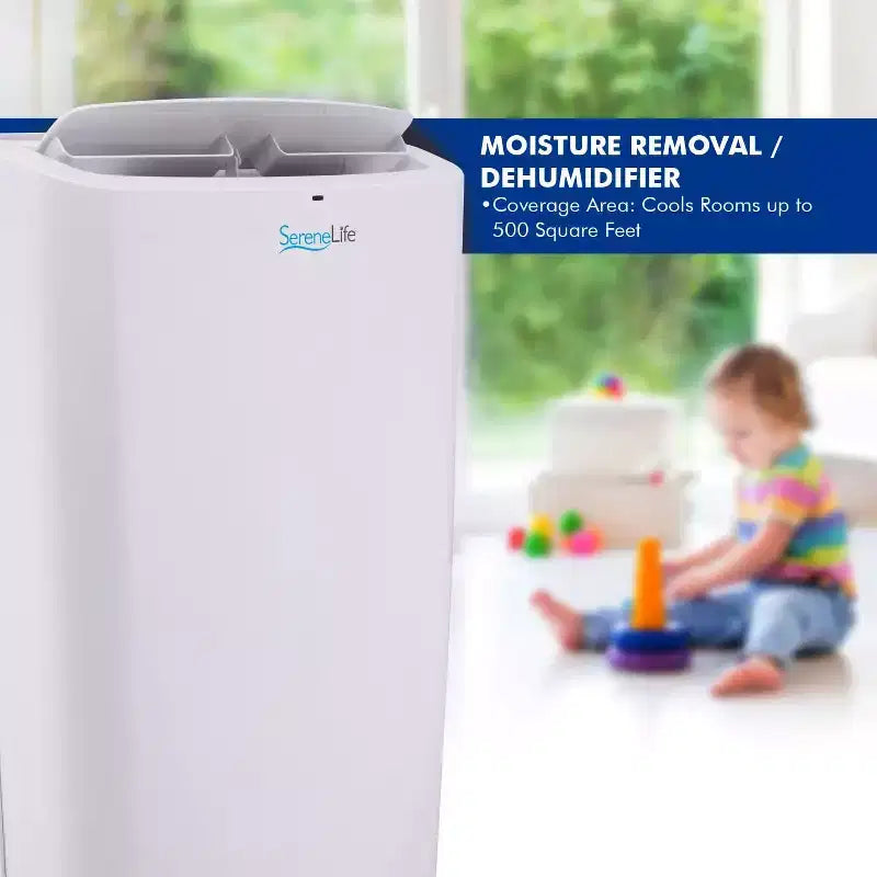SereneLife 14,000 BTU Portable Air Conditioner with Dehumidifier & Fan - Built-in WiFi, 500 Sq Ft Coverage, Remote & Window Kit - SLPAC14.5
