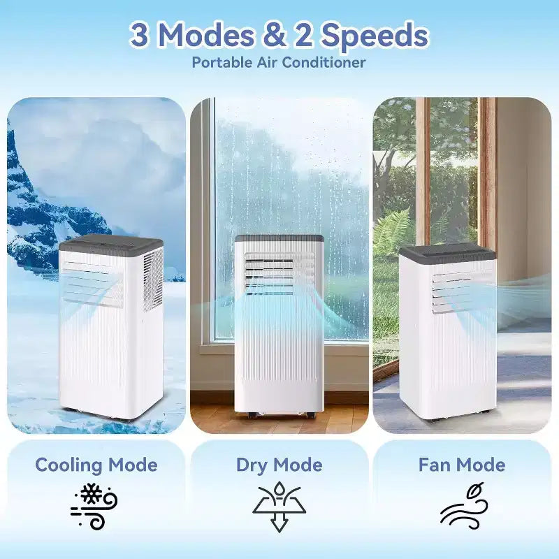Acekool 8,000 BTU Portable Air Conditioner  3-in-1 AC/Dehumidifier/Fan, Cools 350 sq ft, Quiet Sleep Mode, Remote Control & Window Kit