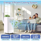 Acekool 10,000 BTU Portable Air Conditioner & Heater, 3-in-1 AC, Heat Pump, Fan, Dehumidifier, Remote, 24H Timer, Cools 450 Sq Ft, Window Kit