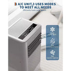 Acekool 8000 BTU Portable Air Conditioner, 3-in-1 AC Unit with Cooling Fan Dehumidifier, Remote & 24H Timer, Cools Rooms up to 350 Sq Ft