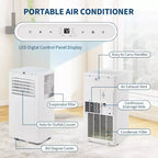 Acekool 8,000 BTU Portable Air Conditioner, 4-in-1 AC Dehumidifier Fan, for Rooms up to 350 Sq. Ft, Timer, Remote, Easy Move