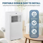Acekool 8,000 BTU Portable Air Conditioner, 4-in-1 AC Dehumidifier Fan, for Rooms up to 350 Sq. Ft, Timer, Remote, Easy Move