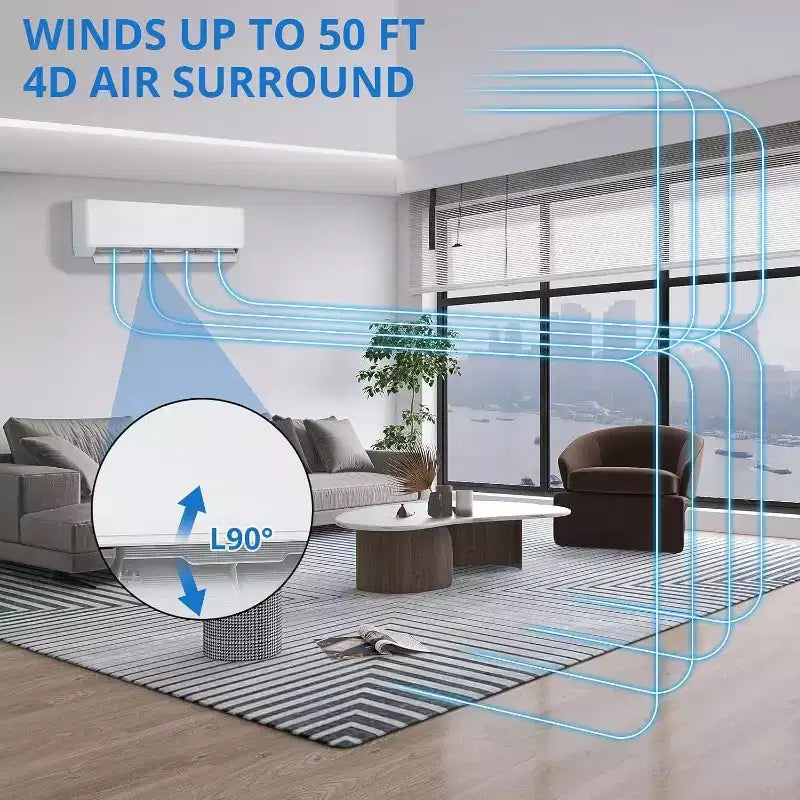 Acekool 9000 BTU Mini Split AC & Heat Pump, 24 SEER2 Inverter, WiFi/Alexa, Ductless System for Rooms up to 450 Sq Ft, 208/230V with Install Kit