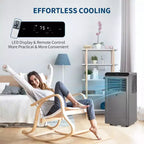 Acekool 8,000 BTU Portable Air Conditioner, 4-in-1 AC Dehumidifier Fan Sleep Mode, Remote, Timer, Window Kit, for Rooms up to 350 Sq. Ft, Grey