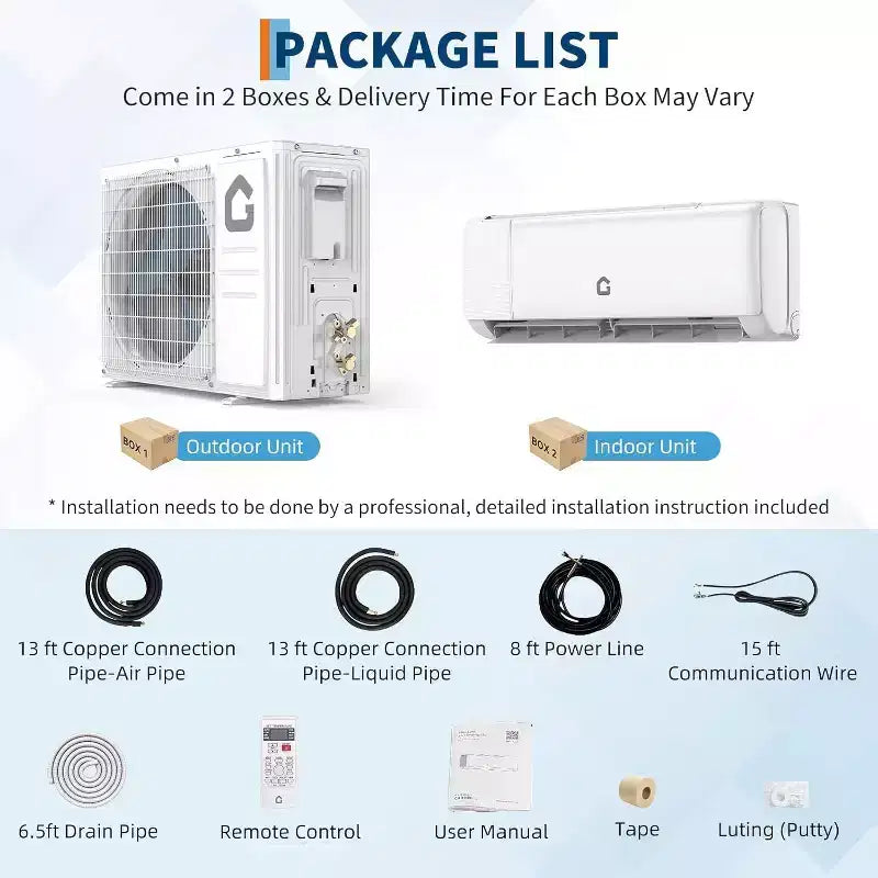 Acekool 24000 BTU Mini Split Air Conditioner & Heat Pump, 19 SEER2 Inverter, WiFi Smart Control, Ductless AC with Remote for Rooms up to 1500 Sq Ft