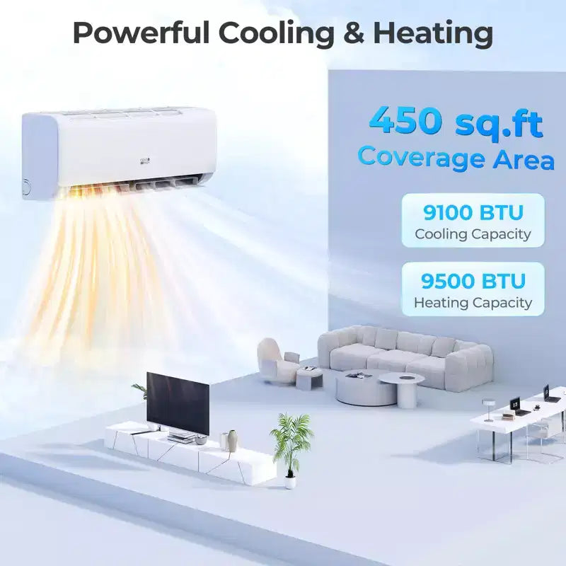 Costway 9100BTU Wifi Enabled Mini Split AC 20.5 SEER2115V Inverter Air Conditioner White/Gray