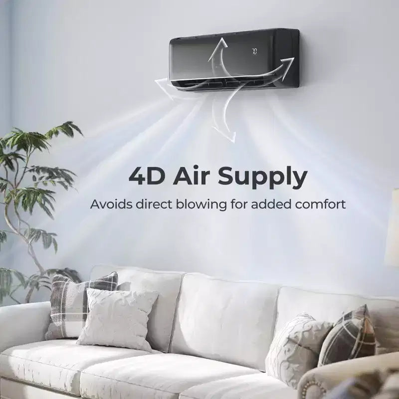 Costway 9100BTU Wifi Enabled Mini Split AC 20.5 SEER2115V Inverter Air Conditioner White/Gray