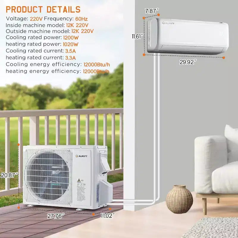 AMERLIFE Mini Split Air Conditioner Heat Pump, Energy Star Inverter AC with Wi-Fi Smart Control