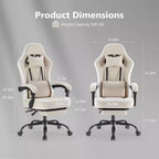 Okak Ergonomic Office Chair with Padding Armrest, Gaming Chair with Footrest and Lumbar Support, Swivel Chair with Wheels for Home, Office