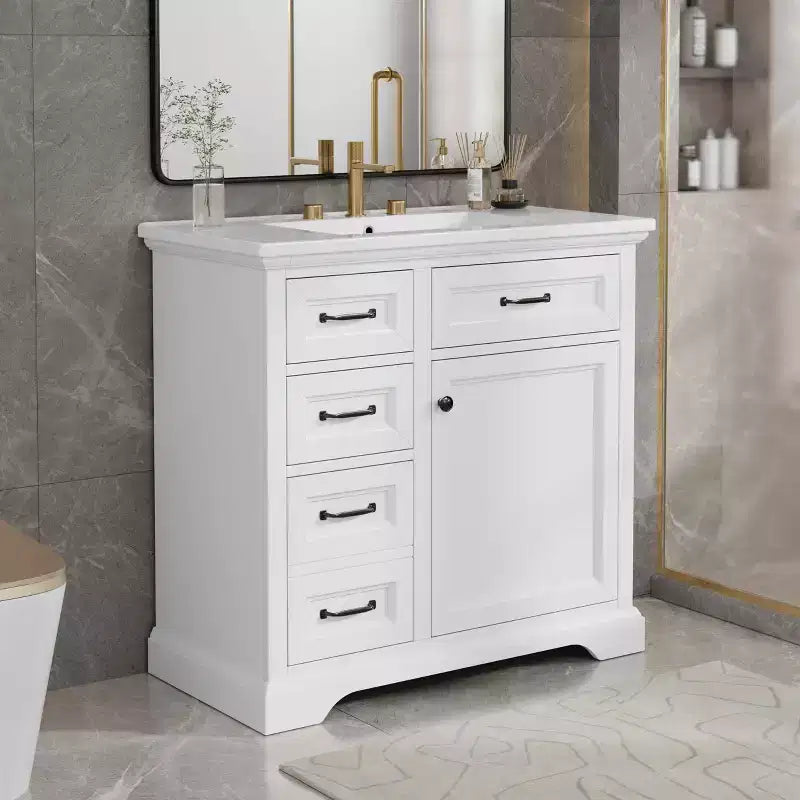 Tocador de baño de 36 pulgadas con lavabo de cerámica