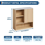 23Modern Gabinete de pared acanalado con puerta corredera, cubierta de mármol sintético y estante ajustable, gabinete curvo para medicamentos para baño o lavadero