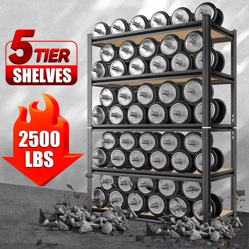Estantería de almacenamiento modular de 5 niveles, capacidad de 500 lb/estante, se puede dividir en 2 unidades separadas