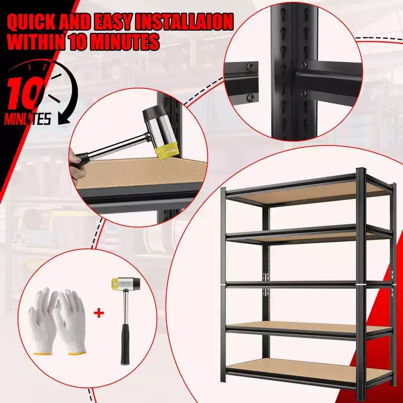 Estantería de almacenamiento modular de 5 niveles, capacidad de 500 lb/estante, se puede dividir en 2 unidades separadas
