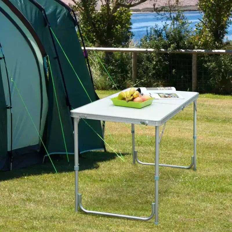 Mesa de camping plegable portátil ligera de aluminio de 47 pulgadas