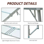 Mesa de camping plegable portátil ligera de aluminio de 47 pulgadas
