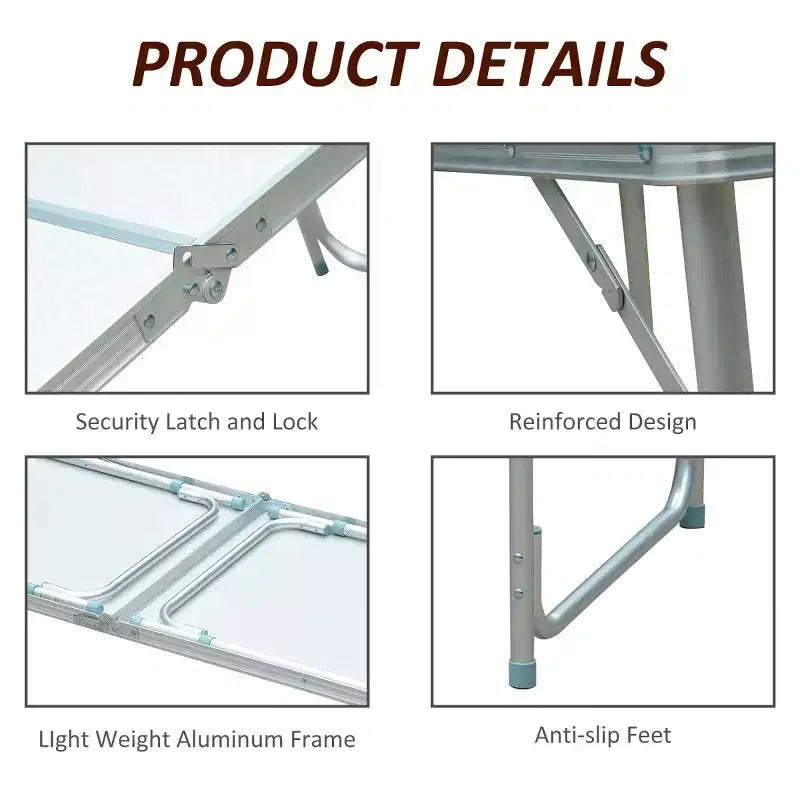 Mesa de camping plegable portátil ligera de aluminio de 47 pulgadas