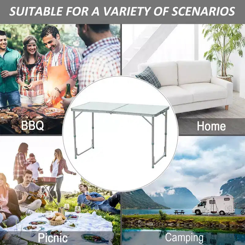 Mesa de camping plegable portátil ligera de aluminio de 47 pulgadas