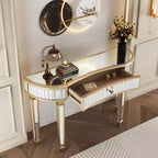 Mesa de consola moderna con espejo y cajón de almacenamiento, mesa de entrada semicircular para pasillo, vestidor o sala de estar de 47 pulgadas - Panipeachy
