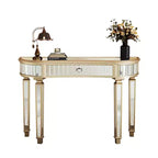 Mesa de consola moderna con espejo y cajón de almacenamiento, mesa de entrada semicircular para pasillo, vestidor o sala de estar de 47 pulgadas - Panipeachy